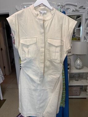 Emery Park Cream Denim Button Up Dress M